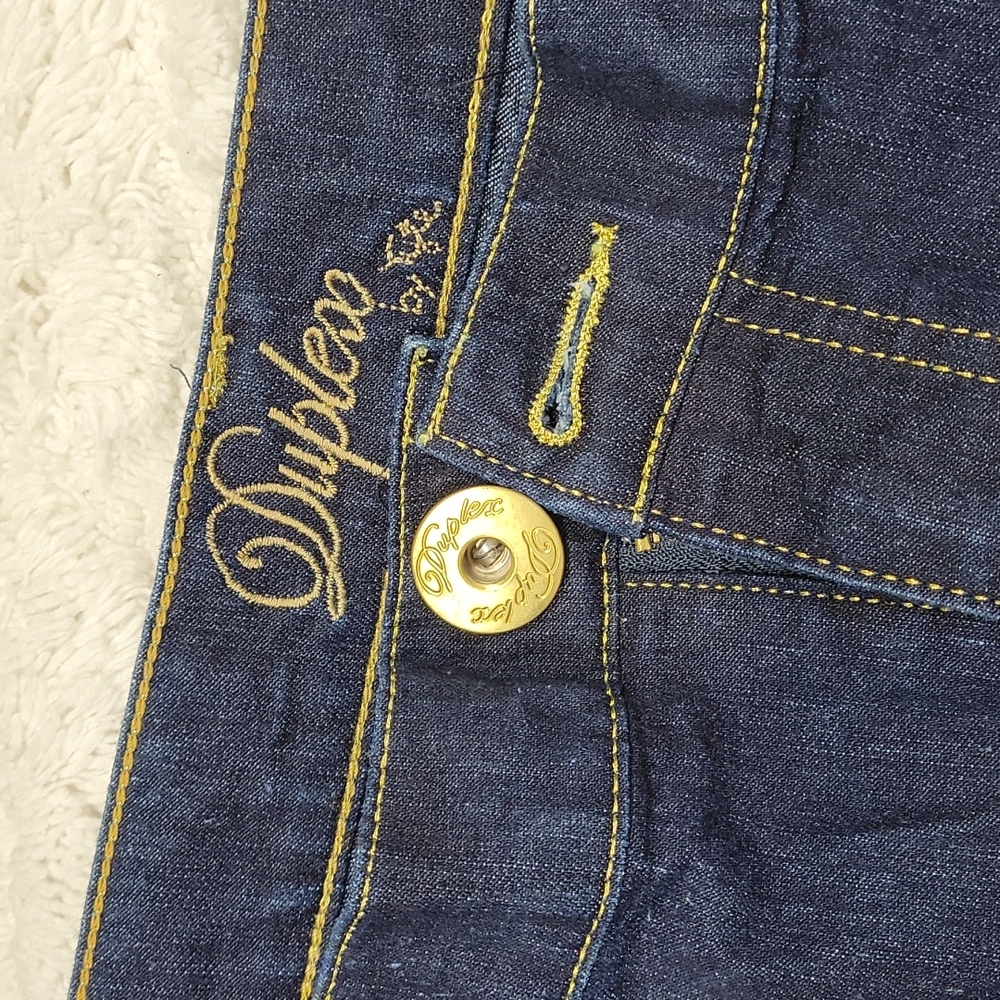 Dark blue Duplex jeans with fancy gold stitching
